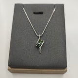 Platinum Teal Sapphire Princess Cut Pendant-The Diamond Setter