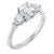 Three stone platinum ring with round diamond and pear shape side stones-The Diamond Setter