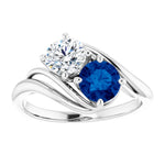 Toi et Moi Engagement ring with sapphire and diamond-The Diamond Setter