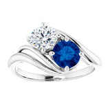 Toi et Moi Engagement ring with sapphire and diamond-The Diamond Setter