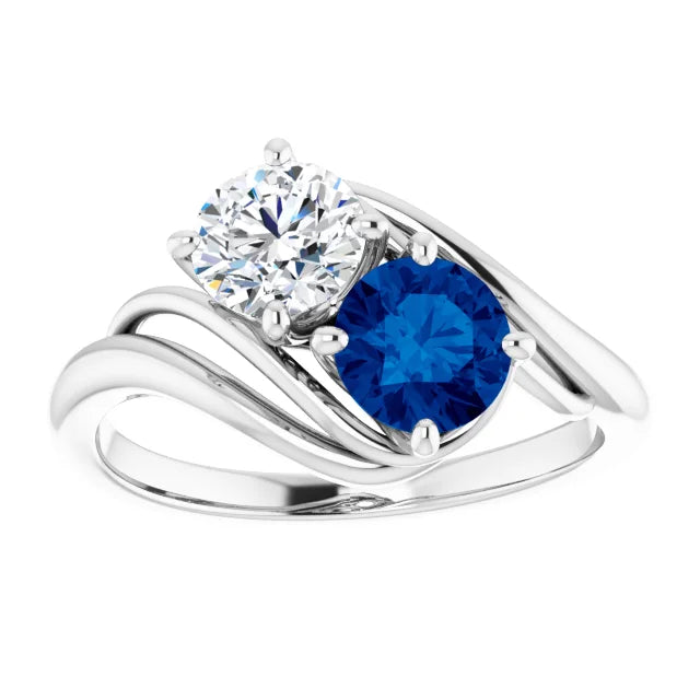 Toi et Moi Engagement ring with sapphire and diamond-The Diamond Setter