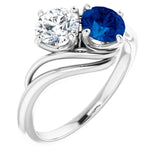 Toi et Moi Engagement ring with sapphire and diamond-The Diamond Setter