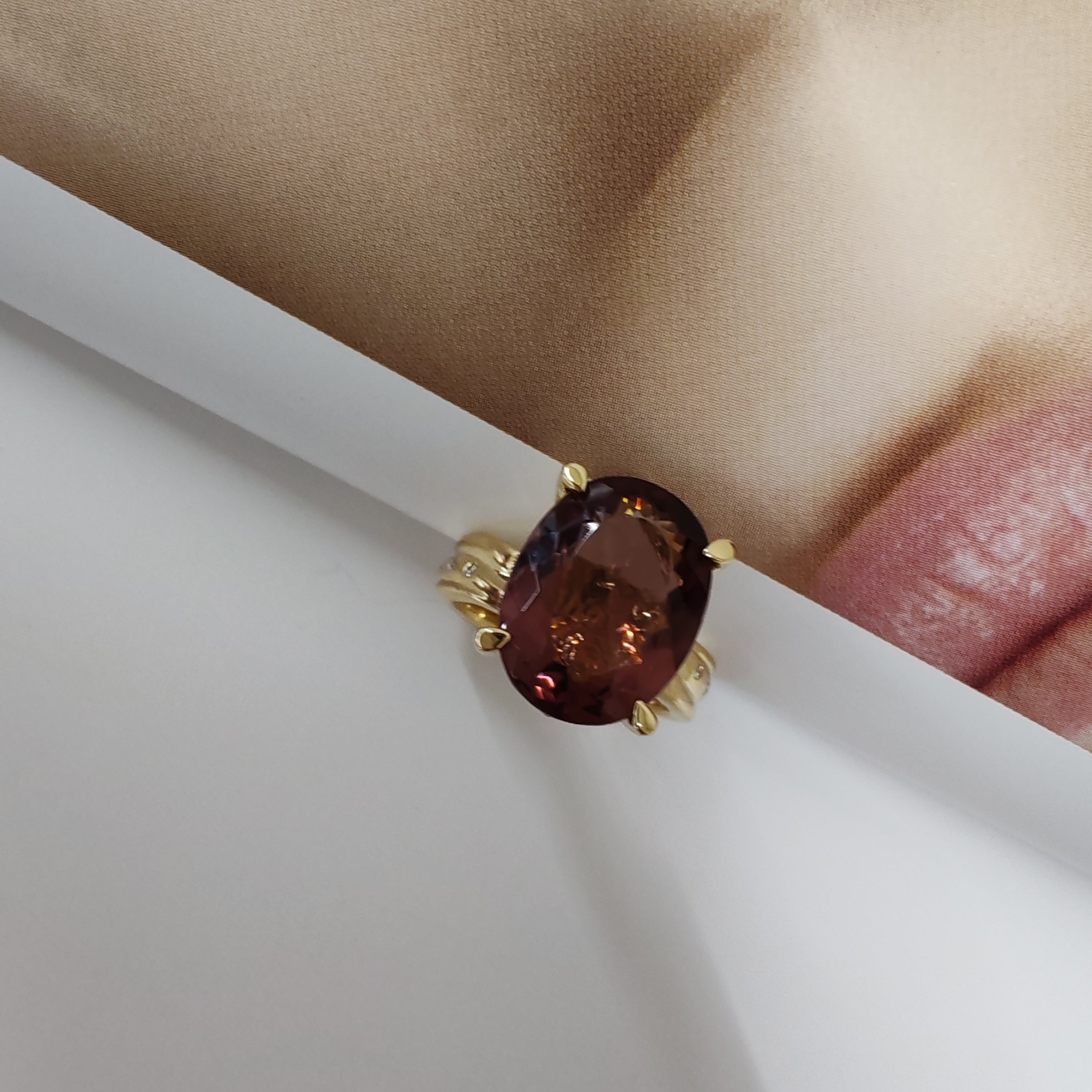 Pink Tourmaline Cocktail Ring in 18ct yellow gold-The Diamond Setter