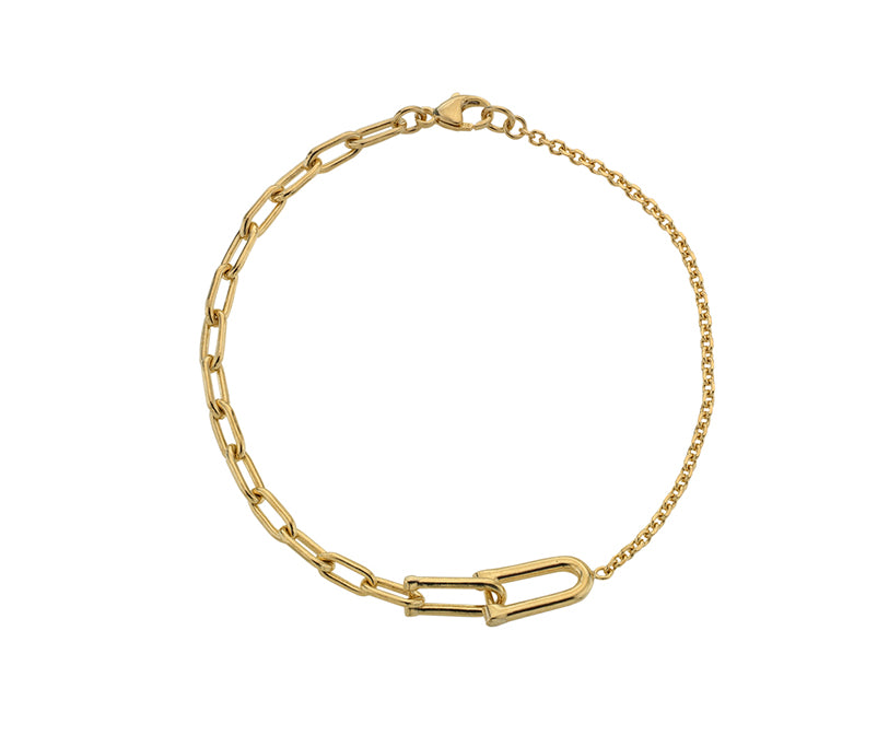 Gold U link bracelet with contrasting chains-The Diamond Setter