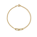 Gold U link bracelet with double strand chain-The Diamond Setter