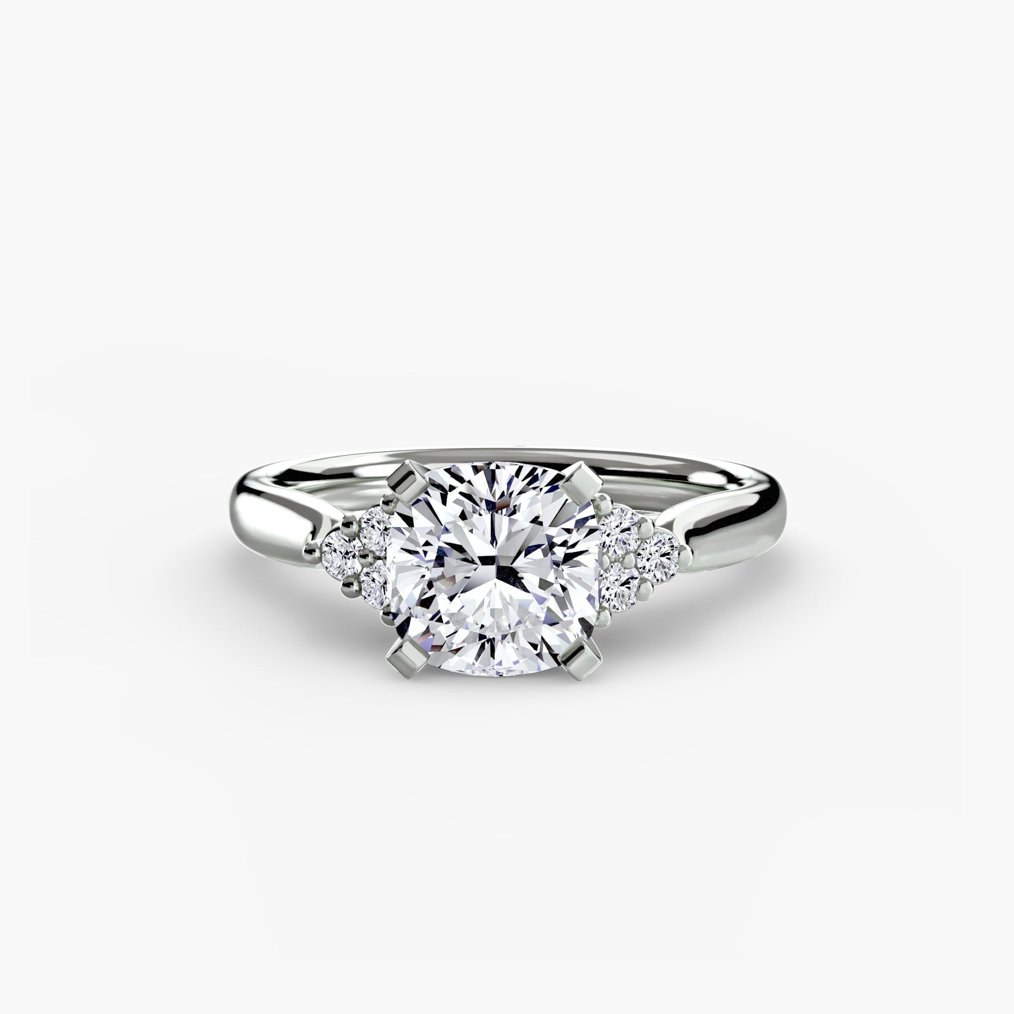 Solitaire with Cluster Shoulders 2-setting-The Diamond Setter
