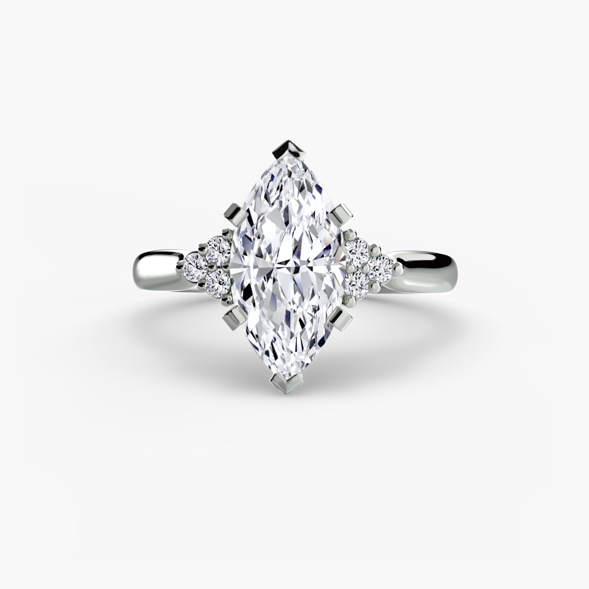 Solitaire with Cluster Shoulders 2-setting-The Diamond Setter