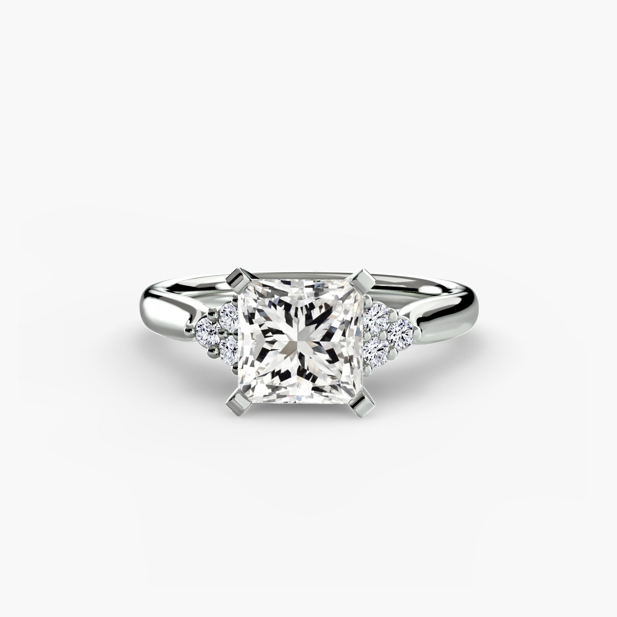 Solitaire with Cluster Shoulders 2-setting-The Diamond Setter
