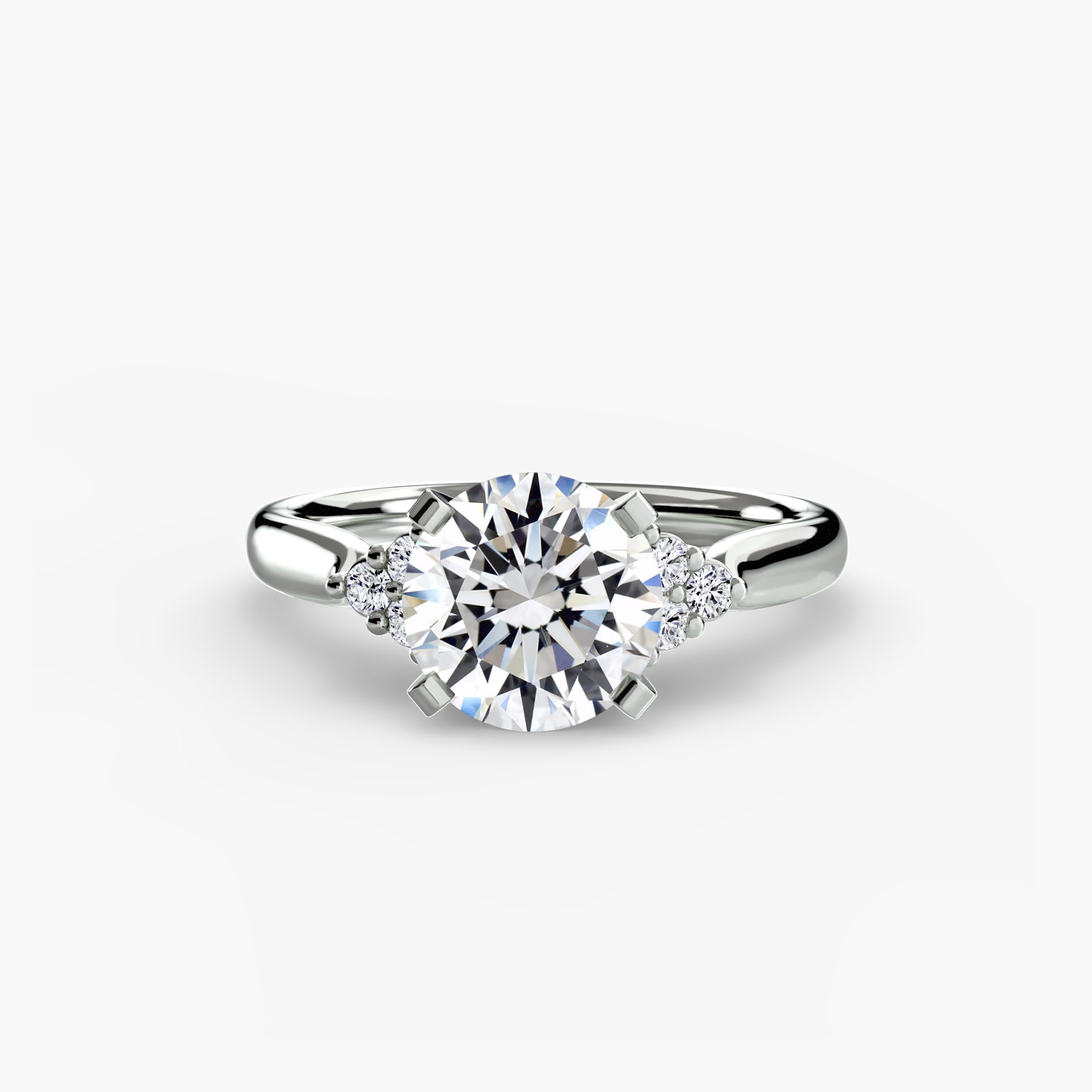 Solitaire with Cluster Shoulders 2-setting-The Diamond Setter