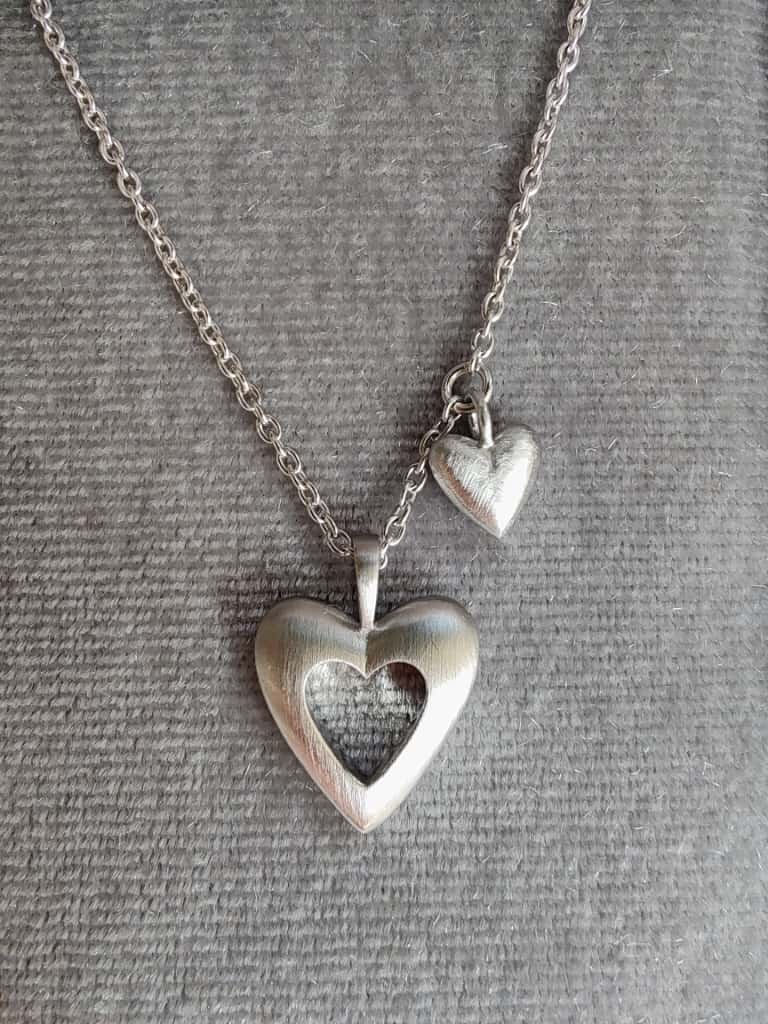 925 Silver double heart necklace-The Diamond Setter