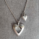925 Silver double heart necklace-The Diamond Setter