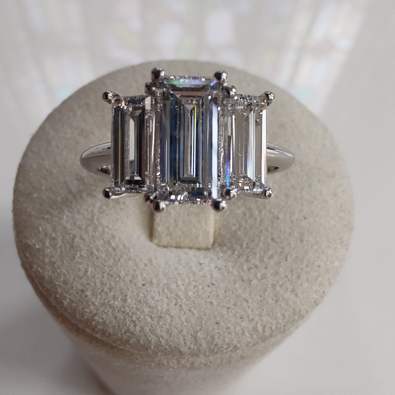 Platinum Three Stone Baguette Diamond Ring | 2.10ct D IF Lab Grown Diamonds-The Diamond Setter