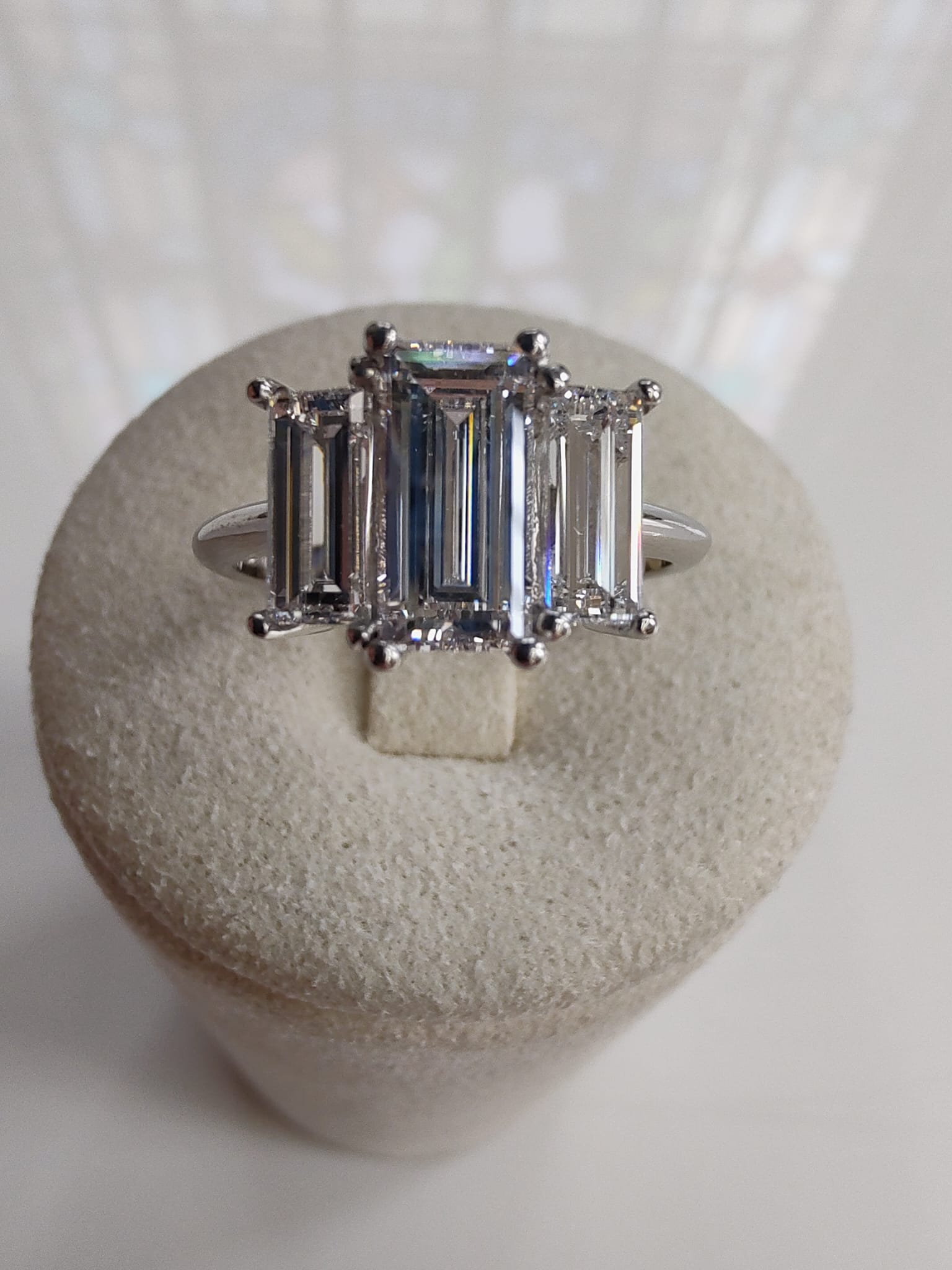 Platinum Three Stone Baguette Diamond Ring | 2.10ct D IF Lab Grown Diamonds-The Diamond Setter