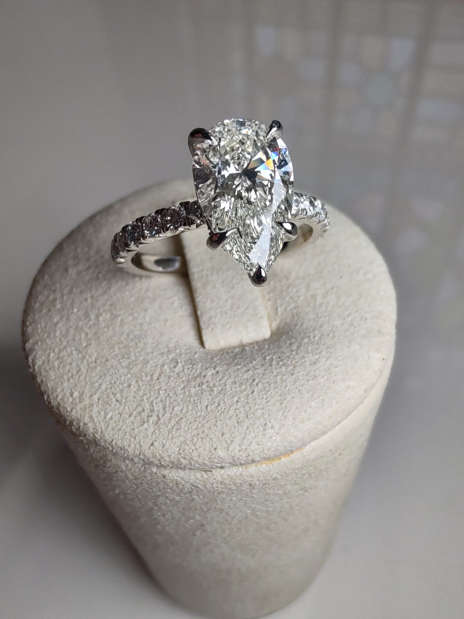 Platinum Pear Cut Lab Grown Diamond Ring | 2.57ct Total Diamond Weight-The Diamond Setter