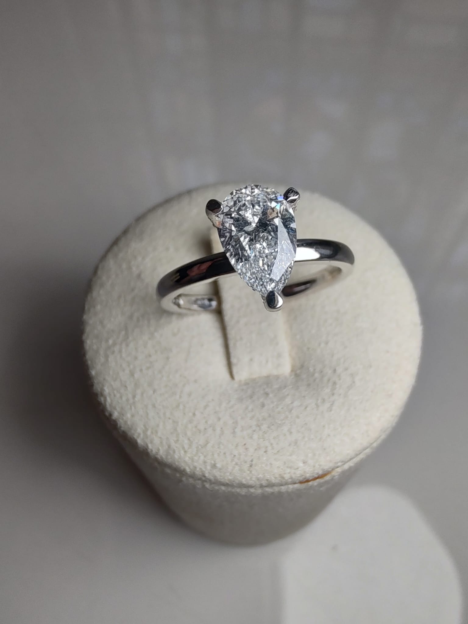 Platinum Pear Cut Lab Grown Diamond Ring with Hidden Halo | 1.17ct Total Diamond Weight-The Diamond Setter