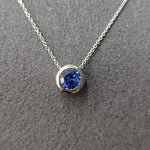 14ct White Gold Sapphire & Diamond Halo Slider Pendant-The Diamond Setter