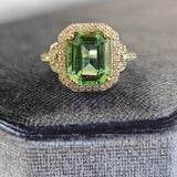 3.2ct Green Tourmaline & Diamond Halo Ring in 18ct White Gold-The Diamond Setter