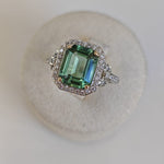3.2ct Green Tourmaline & Diamond Halo Ring in 18ct White Gold-The Diamond Setter