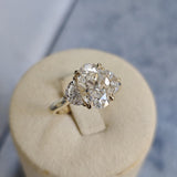 9ct Yellow Gold 2.21ct Oval Lab-Grown Diamond Trilogy Ring with Half Moon Side Stones-The Diamond Setter