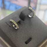9CT White Gold Peridot Huggie Earrings-The Diamond Setter