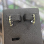 9CT White Gold Peridot Huggie Earrings-The Diamond Setter
