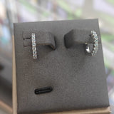 9ct White Gold Blue Topaz Huggie Earrings-The Diamond Setter