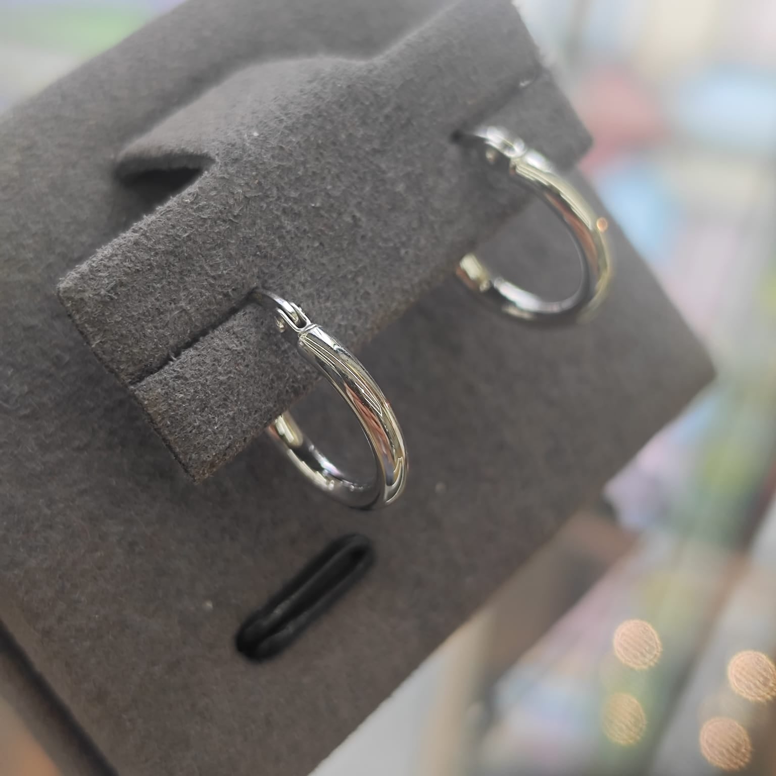18ct White Gold Hoop Earrings -12mm-The Diamond Setter