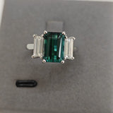 Platinum 2.90ct Green Tourmaline & Diamond Trilogy Ring