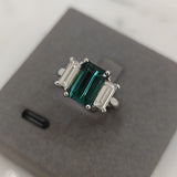 Platinum 2.90ct Green Tourmaline & Diamond Trilogy Ring