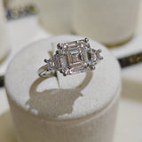 Platinum 4.00ct Asscher Cut Diamond Trilogy Ring