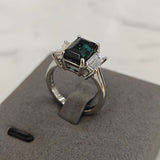 Platinum 2.90ct Green Tourmaline & Diamond Trilogy Ring