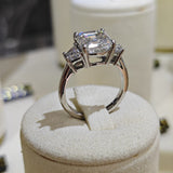 Platinum 4.00ct Asscher Cut Diamond Trilogy Ring