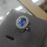 Platinum 3.20ct Sapphire & Natural Diamond Vintage Halo Ring