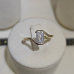 9ct Yellow Gold Emerald Cut Diamond Bypass Ring-The Diamond Setter