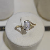 9ct Yellow Gold Emerald Cut Diamond Bypass Ring-The Diamond Setter