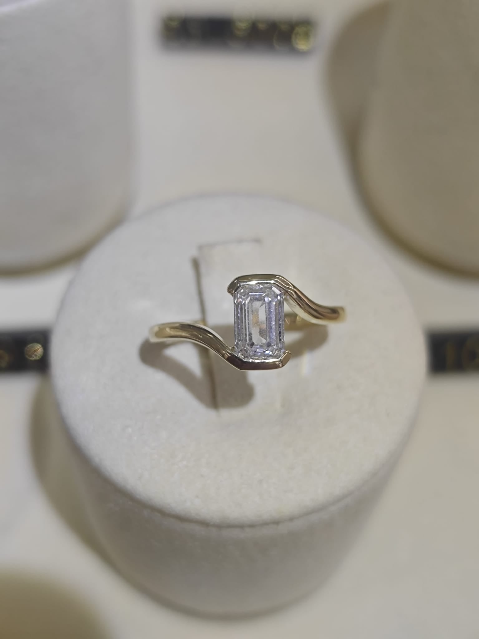 9ct Yellow Gold Emerald Cut Diamond Bypass Ring-The Diamond Setter