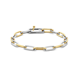 Silver and Gold Plated alternating paper clip bracelet-The Diamond Setter
