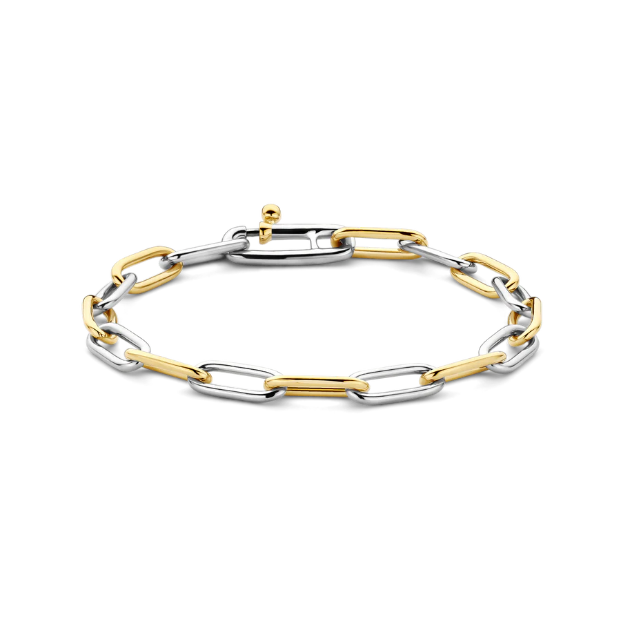Silver and Gold Plated alternating paper clip bracelet-The Diamond Setter