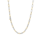 Silver and Gold Plated alternating paper clip necklace-The Diamond Setter