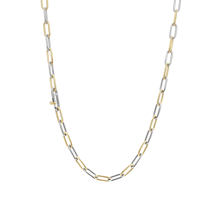 Silver and Gold Plated alternating paper clip necklace-The Diamond Setter