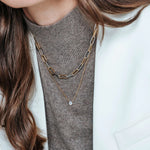 Silver and Gold Plated alternating paper clip necklace-The Diamond Setter