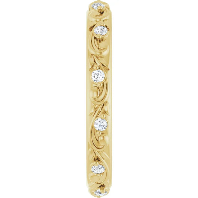 Floral inspired wedding band-The Diamond Setter