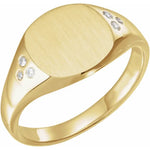 Ladies square signet ring with flush set diamonds-The Diamond Setter