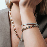 925 Silver and Gold Plated Linked Bracelet-The Diamond Setter