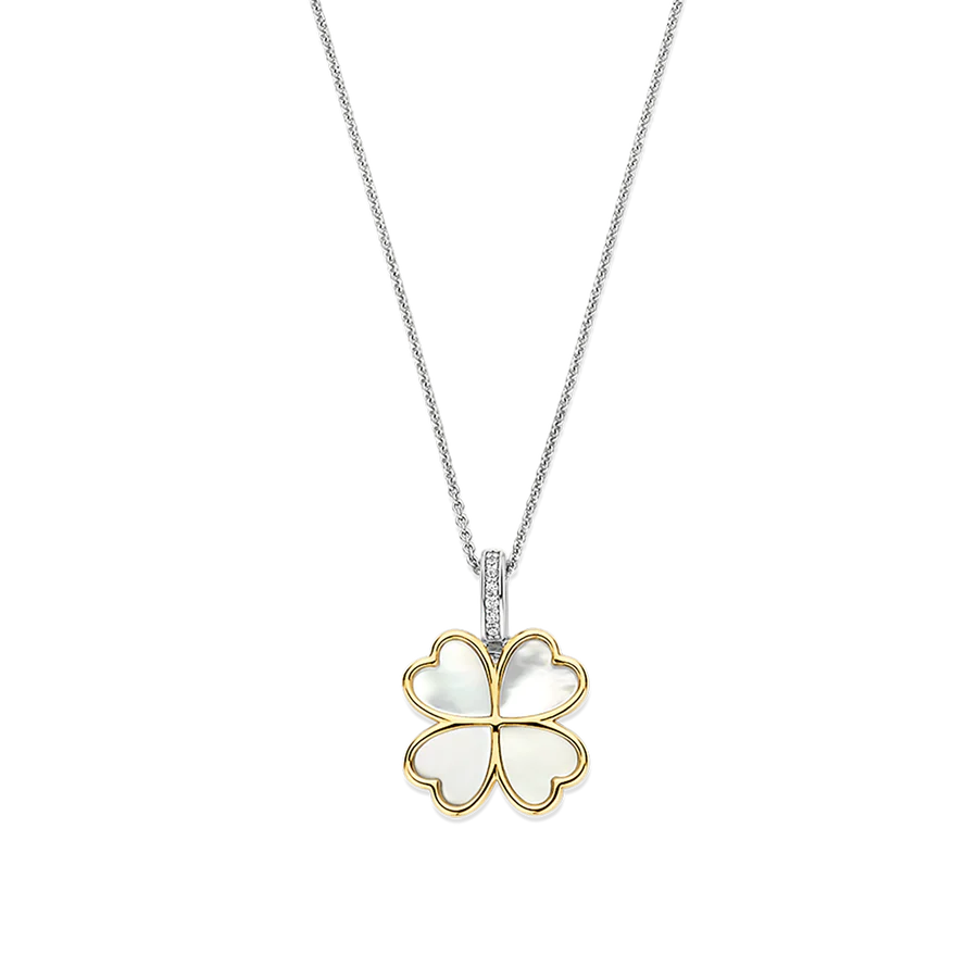 Gold Plated Clover Mother of Pearl Pendant-The Diamond Setter