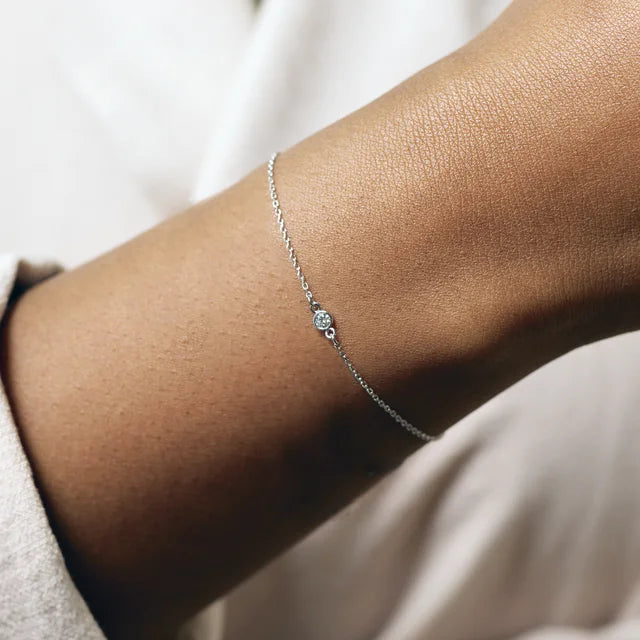 Dainty diamond station bracelet-The Diamond Setter