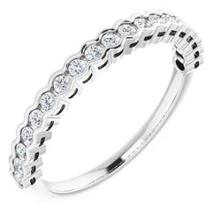 Bezel set round cut diamond half eternity anniversary band-The Diamond Setter