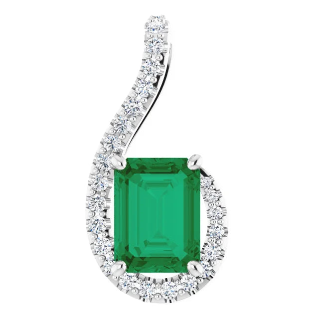 Emerald and diamonds in a beautiful white gold pendant-The Diamond Setter