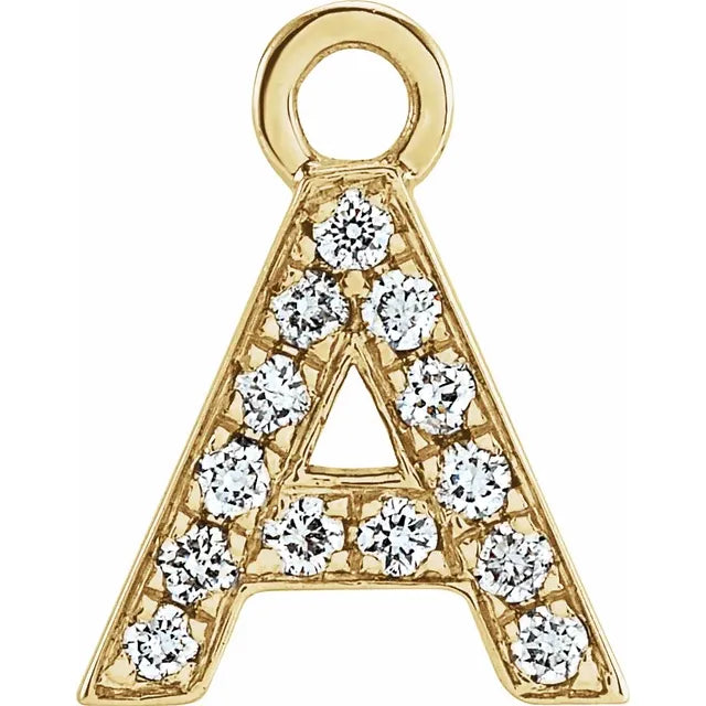 Petite Pave Natural Diamond Initial Dangle-The Diamond Setter