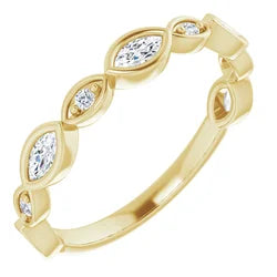 Marquise and round diamond anniversary band-The Diamond Setter